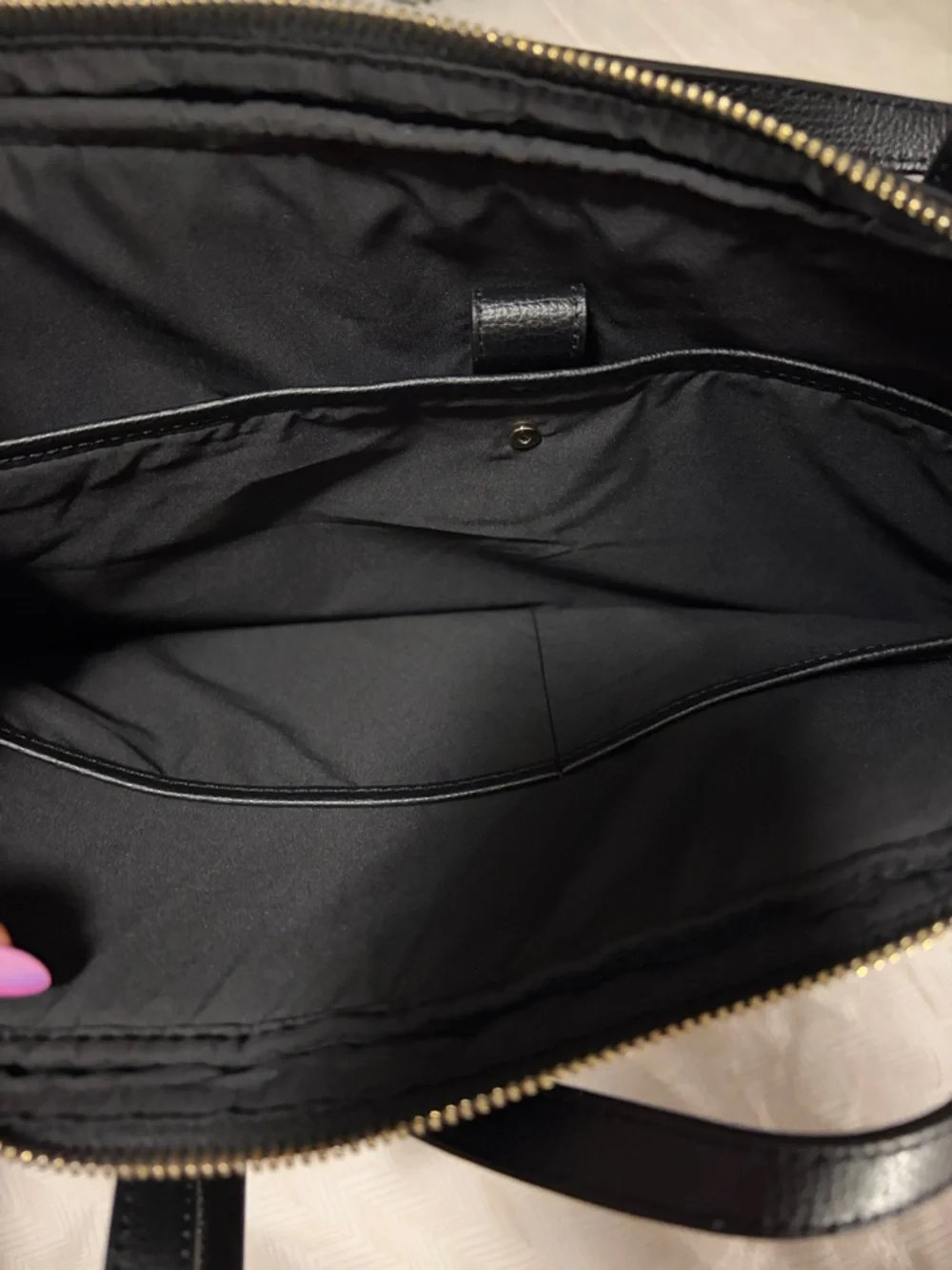kate spade Black Nylon Laptop Bag with Gold Spade Accent
